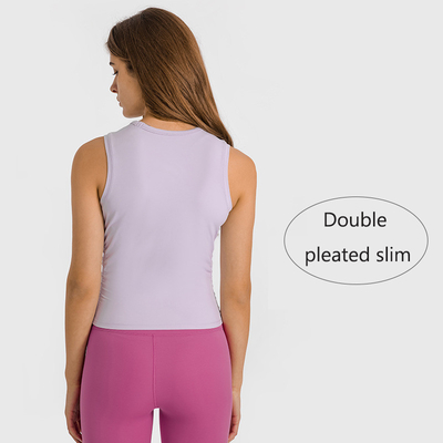 Sleeveless High Elastic Yoga Tank Top Pleated Waist Casual Sports Yoga Clothes