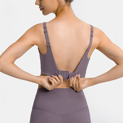 High Strength V Shape Back Womens Sports Bra Adjustable Straps