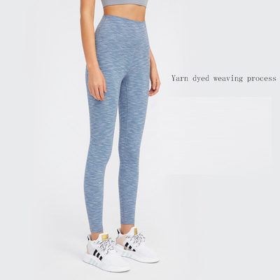 Yarn Dyed Weaving Women's Stretch Patterned Yoga Pants Nylon Polyester Spandex
