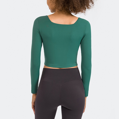 Ladies Yoga Tops High Elastic Long Sleeve Womens Shirts With Bra