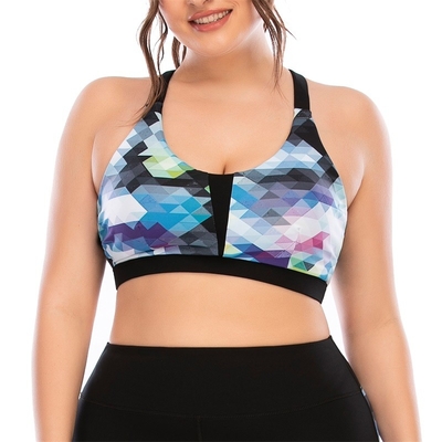 Women Workout Sports Bra And Leggings Set Printed Pattern Plus Size Zipper Pocket
