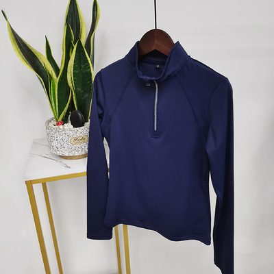 Navy Western Long Baselayer Zip Horse Riding T Shirts Custom Logo