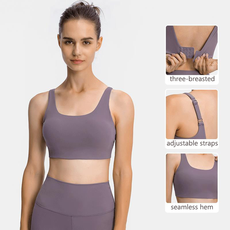 High Strength V Shape Back Womens Sports Bra Adjustable Straps
